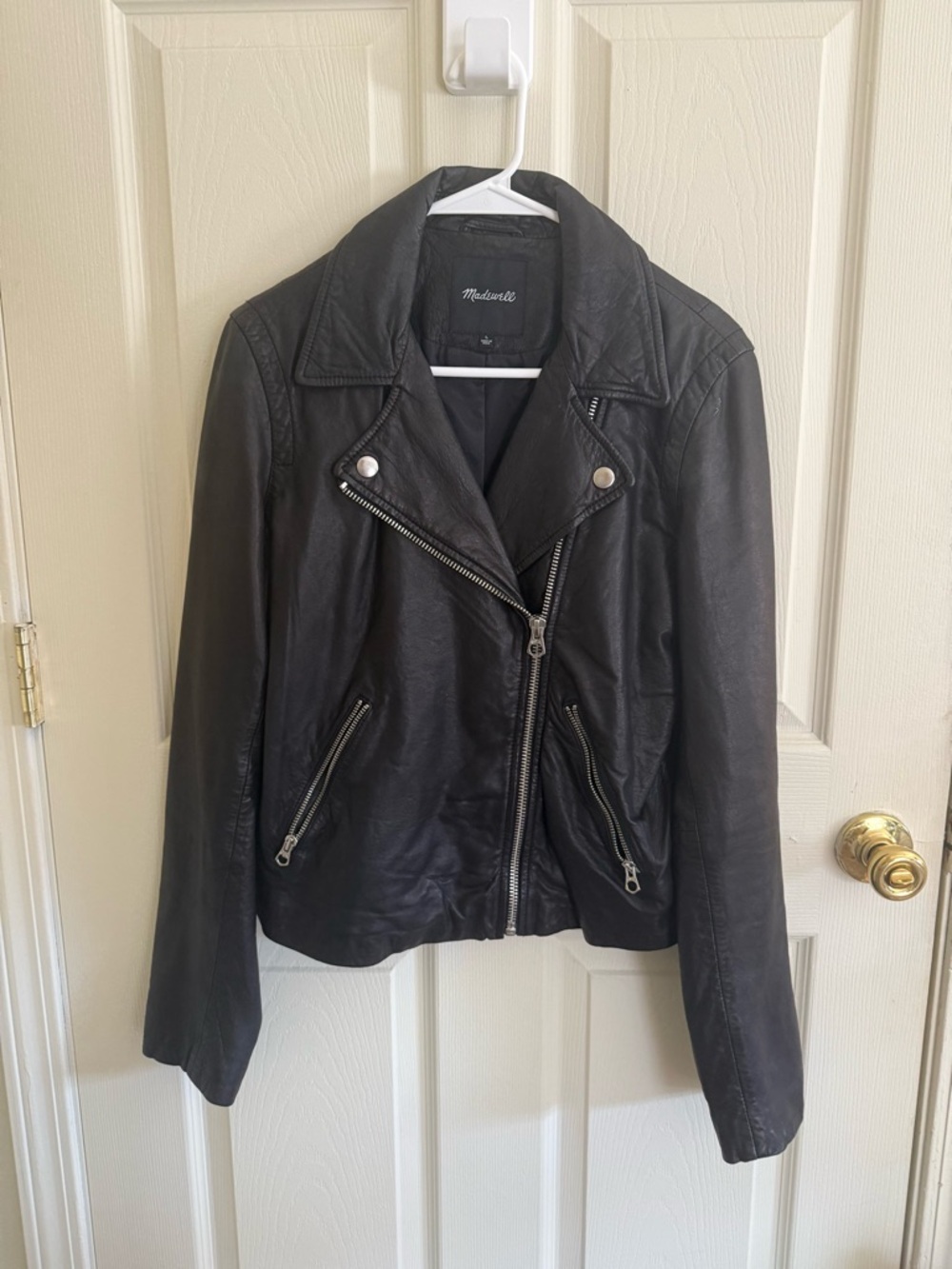 Madewell Black Leather Asymmetrical Moto Jacket